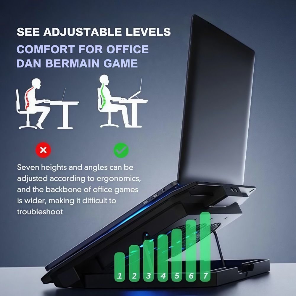 Laptop Cooling Pad - Two Fan Laptop Cooler Adjustable with