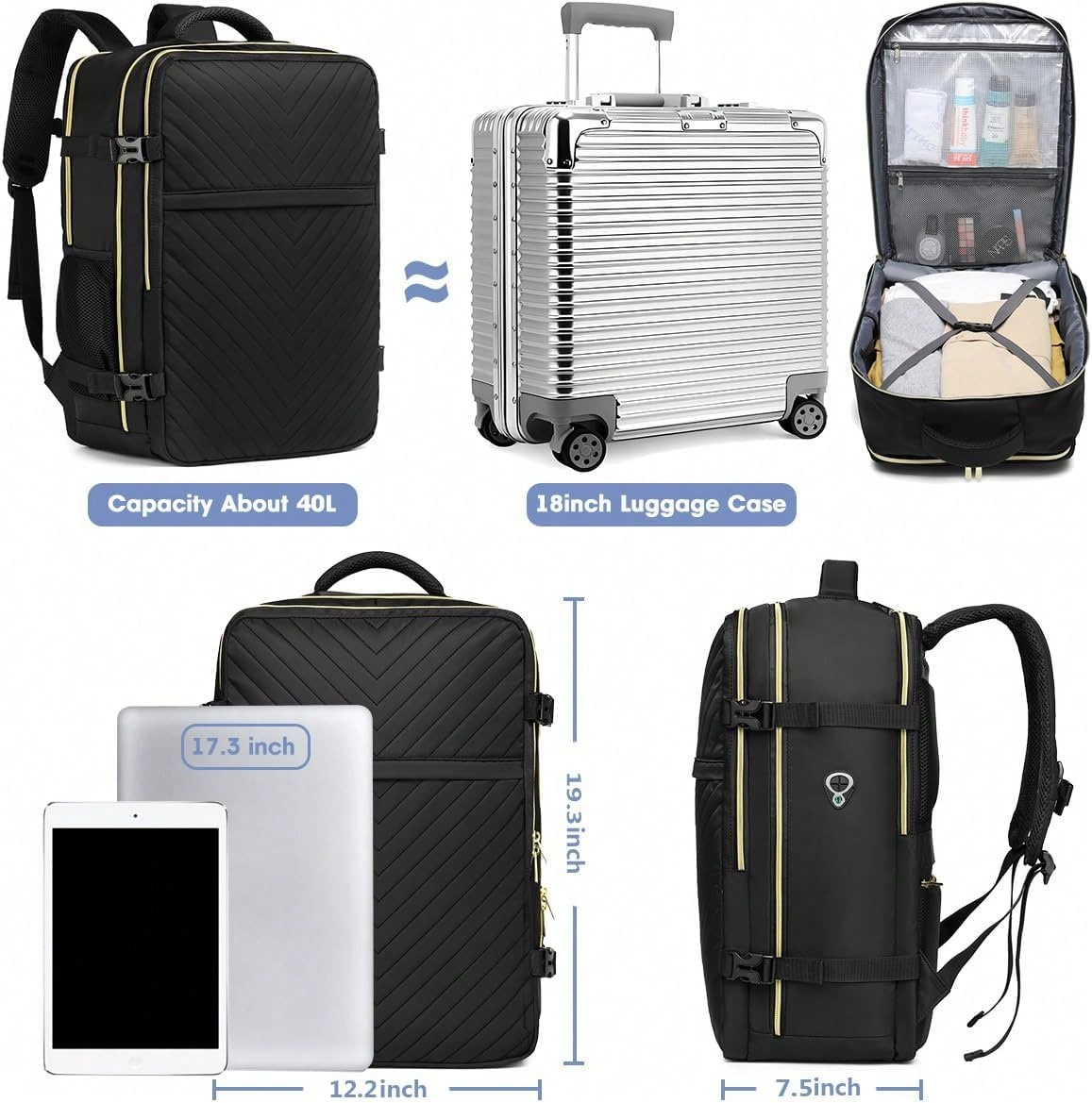 Large Carry On Travel Backpack - Laptop Bag Waterproof 评论和价格