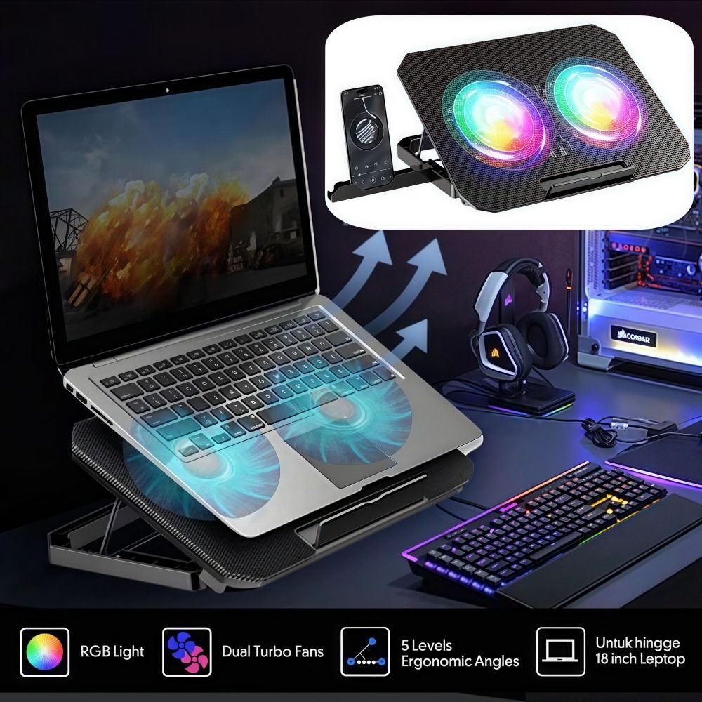 Two Fan Laptop Cooler Adjustab - Laptop Cooling Pad 评论和价格